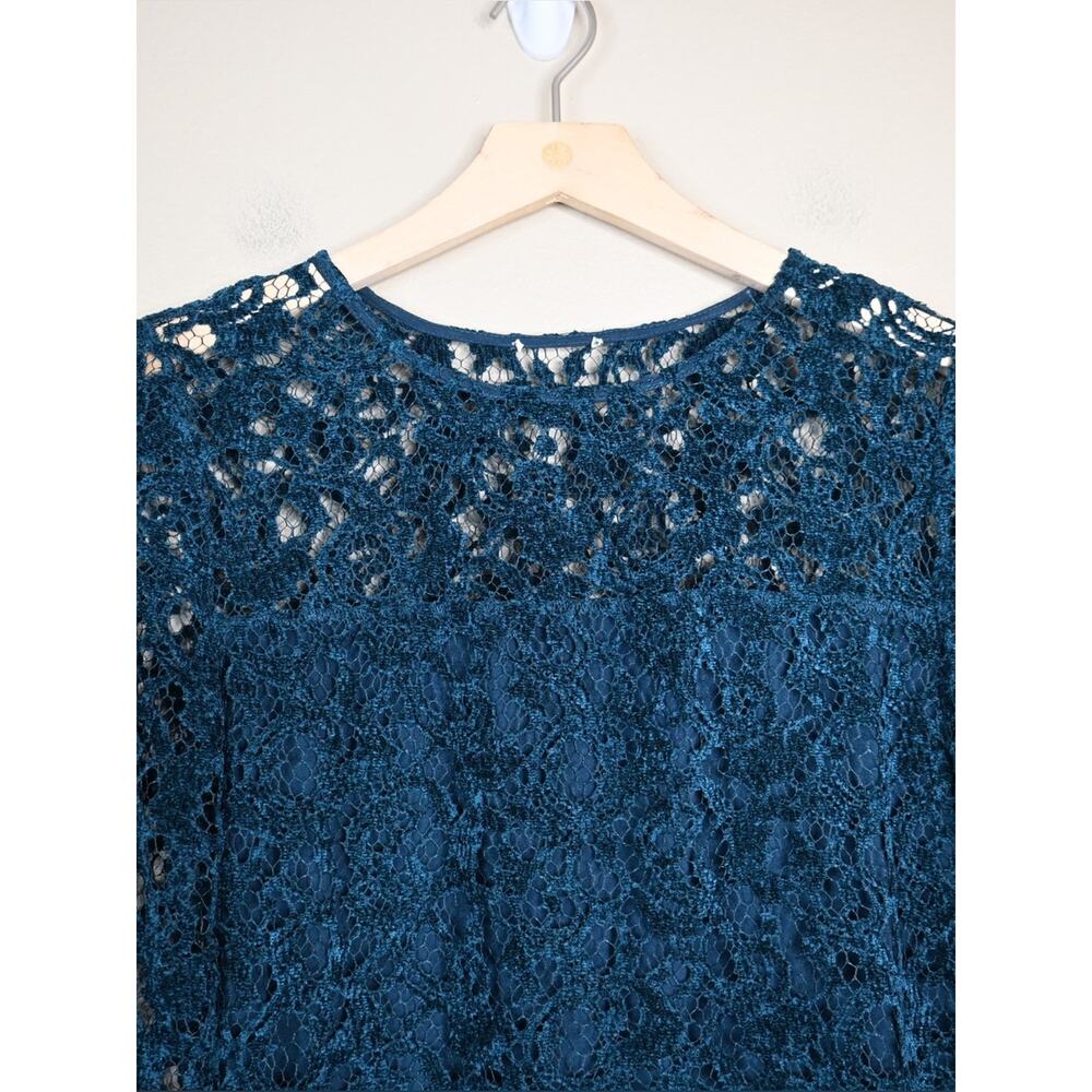 Sundance Women's S Teal Lace Long-Sleeve Blouse - Picture 4 of 8
